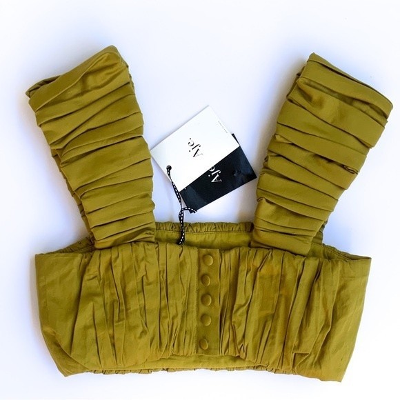 Aje. NWT Women's Green Medina Ruched Cropped Top Green Size 6 - Picture 2 of 10